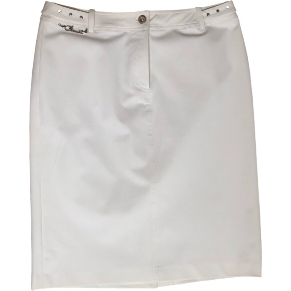CLAMONT Elegant Ladies Pencil Skirt‎ Size Large White Knee Length Nylon Korean